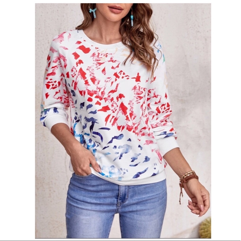 Boho Tie Dye Knit Sweater Top - Picture 3 of 6